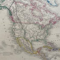1853년 북아메리카 최초의 고산 지도 다이어그램 - 미국 - 캐나다 - 멕시코 - 중앙 아메리카 - 카리브해