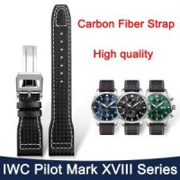 IWC-파일럿 어린왕자 시계 남성용 가죽 마크 18 탄소 섬유 스트랩 액세서리 IW IWC388101 IWC388103 377714