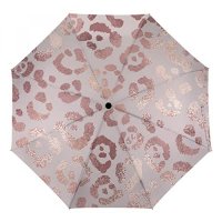 Rnivry Travel Umbrella Leopard Rose Windproof Compact Automatic Open Close Polding Rain Umbrell