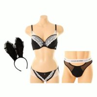 솔브 솔브 정상 머리띠포함 블랙바니 A컵브라 커플속옷 풀세트 K SBRD 309A SET T SAC9757