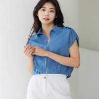 에이렌 투웨이 데님 카라 핀턱 주름 나그랑 자켓 RM3JK905