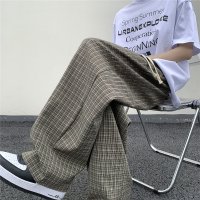 Japenese Y2k Wide Leg Plaid Pants Men Vintage Streetwear Oversize Pants Summer Thin Baggy Sweatpants