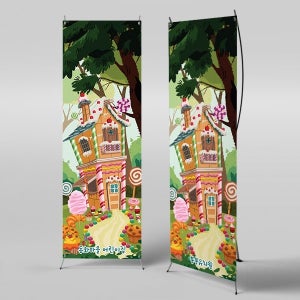 X배너 3034 / 유치원 어린이집 헨젤과그레텔 과자집 전래동화 연극 무대 배경 배경