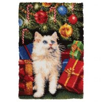 Latch Hook Kits Holiday Mischief Wall Hanging DIY Carpet Rug Pre-Printed Canvas with Non-Skid Backin