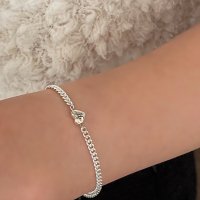 브룸 각인 925silver heart bold chain bracelet