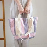 [언폴드] Stripe two-way bag (pink) u238701