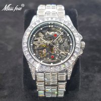 Hollow Mechanical Watches Men High End New Moissanite Auto Watch Luxury Ice Out Shiny waterproof rel