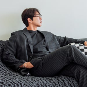 (L~4XL)윌슨 린넨자켓+닉슨 밴딩슬랙스[WF#스트라이프 #린넨자켓수트,정장,셋업,빅사이즈,오피스,하객]