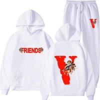 VLONE 빅 V 루즈 후드 탑 정장 스웨터 남성용 봄 가을