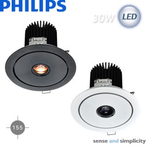 [ 필립스 FORTIMO SLM LED COB 사용 ]6인치 LED COB 스핀 렌즈매입 30W( 화이트 / 블랙 / 메탈그레이 )[ 원형타공 Ø155 ]