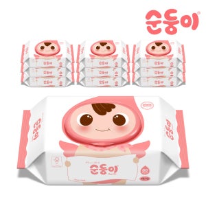 순둥이 nBC-01 /베이직 무향 엠보싱 물티슈 80매 캡형 10팩