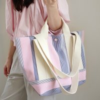 [언폴드] Stripe two-way bag (pink)