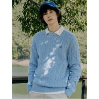 빈폴 ESSENTIAL Unisex 스카이 울 케이블 라운드 니트 BC2851E04Q