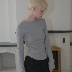 [큐리티] C 90S LINE BASIC LONG SLEEVE T-SHIRT_GREY CU2378TS001MGY