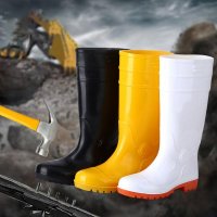 Labor Protection Rain Shoes Anti-Hit Piercing In High Drum Rain Boots Steel Head Steel Plate Oil Aci