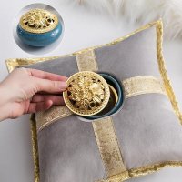 Luxury Middle East Ceramic Incense Burner Pillow Censer Holder Creative Golden Cushion Tea House Yog