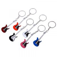 Mini Metal Classic Electric Guitar Keychain Key Car Chain Guitar Key Ring Musical Instruments Pendan