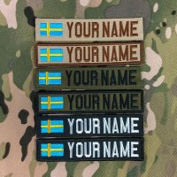 Sweden Flag Embroidery Custom Name Tape Patch Hook And Loop Multicam Green ACU Black Tan