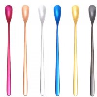 304 stainless steel spoon new creative coffee square head spoon bar ice spoon gold-plated long handl