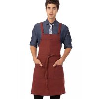 요리사는 유니스로 일하는 Unisex Uptown Cross-Back Bib Apron, Red/Navy, 하나의 크기