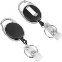 2pcs Retractable Badge Reel with Carabiner Reel Clip Key Ring Retractable ID Card Holder Key Chain H