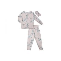 [Everly Grey] Baby Girls Charlie Fitted Two-Piece Long Sleeve Pajamas &amp; Head Wrap Set