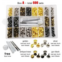 400/600 sets 6mm 8mm 10mm Metal Double Cap Side Round Rivet Spike Stud For Leather Belt Wallet Bag C