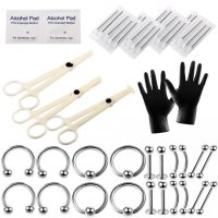 1set Body Piercing Tool Kit Disposable Professional Body Piercing Needles Clamp Gloves Tools Ear Tra