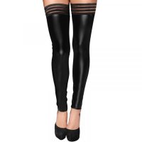 Sexy Stockings Women Faux-Leather Leggings Socks Stripe Leg Warmer Party Costume