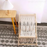 Bohemian Handmade Cotton Rope Woven Reclining Chair Photography Props Beach Chair Creative Children&