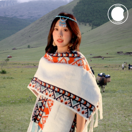 오호리세탁소 몽골판초 에스닉판쵸 보헤미안 망토 페루 몽골여행 옷차림