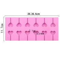 롤리팝 막대사탕 실리콘몰드 하트 12구
