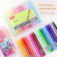 Monami Water-based Gel Pens 12 24 36 Colors Hand Account Hook Line Pens Writing Graffiti Notes Canet