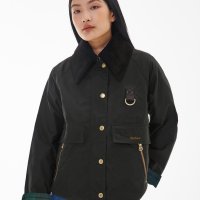 바버 Catton 왁스 자켓 SAGE TARTAN 여성 LWX1333BK71