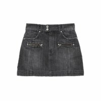 마뗑킴 MATIN KIM DOUBLE ZIPPER DENIM MINI SKIRT IN