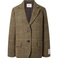 헤지스 Harris Tweed 카키 패턴 울 스텐다드 싱글 긴팔 카라자켓 HSJA3D903K2