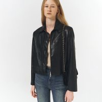 던스트 UNISEX COLLARED VEGAN LEATHER BLOUSON JACKET LEATHER UDJU3C112BK