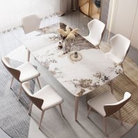 6인용 세라믹 식탁 직각유광마블 직각 대리석 식탁세트 테이블