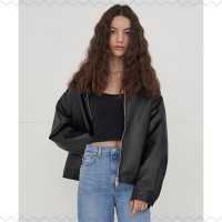 LADY VOLUME LEATHER OVERFIT JUMPER 241584 449VEGAN