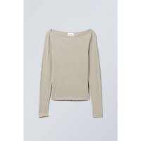 Weekday Bodyhugging 롱 슬리브 Boat 넥 탑 Taupe 1354