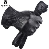 양모 남성용 장갑 따뜻한 남성용 겨울 장갑 검정색 남성용 가죽 gloves- 8020N