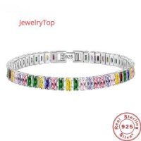 구원 팔찌 기부 후원 JewelryTop 925 스털링 체인 가벼운 럭셔리 컬러 크리스탈 핸드 쥬얼리 여성용