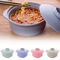 Wheat Straw Instant Noodles Bowl Soup Food Container with Lid Kitchen Tableware Insulation Anti-hot