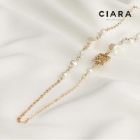 씨아라 CIARA 16K Lombardia 스카시메달 진주 롱 목걸이 GoldPlated