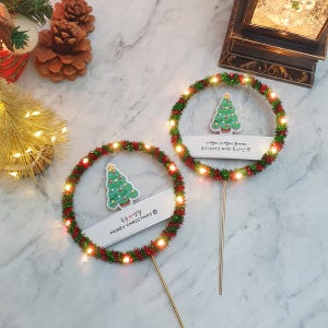 크리스마스 리스 LED 케이크 토퍼, 플라워치