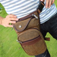 Men Canvas Nylon Fanny Drop Leg Bags Thigh Pouch Motorcycle Riding Cross Body Shoulder Bag Military