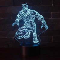 Disney Marvel Panther 3D Night Light LLED Remote Control Colorful Touch Creative Light Bedside Lamp