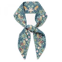 Liberty London Scarf -Choose Length - quot Strawberry Thief quot Green William Morris Skinny Scarf