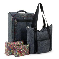 삭루츠 Sakroots On the Go 4 Piece Travel Bundle Includes 21 Rolling Suitcase Packable Large Tote Medium Sma