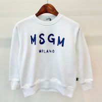 MSGM 키즈 맨투맨 화이트블루 로고 6 8 10 12A MS029373